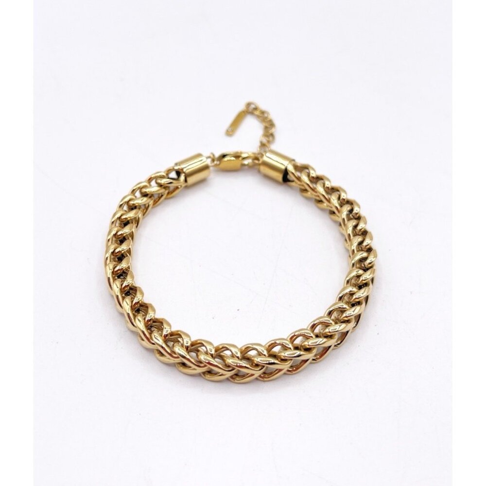 Alex & Ani Chunky Gold Tone Wheat Chain Link Bracelet Adjustable